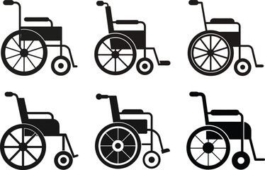 Set of wheelchair Vector Silhouette Design