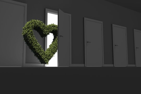 Topiary of heart shape at door
