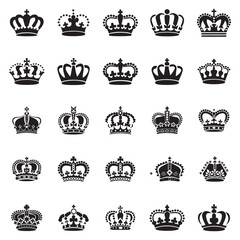 Exclusive Royal Crown Vector Collection – Premium Black Silhouette Icons of Kings and Queens for Luxury Branding and Heraldic Designs. Thank You .
