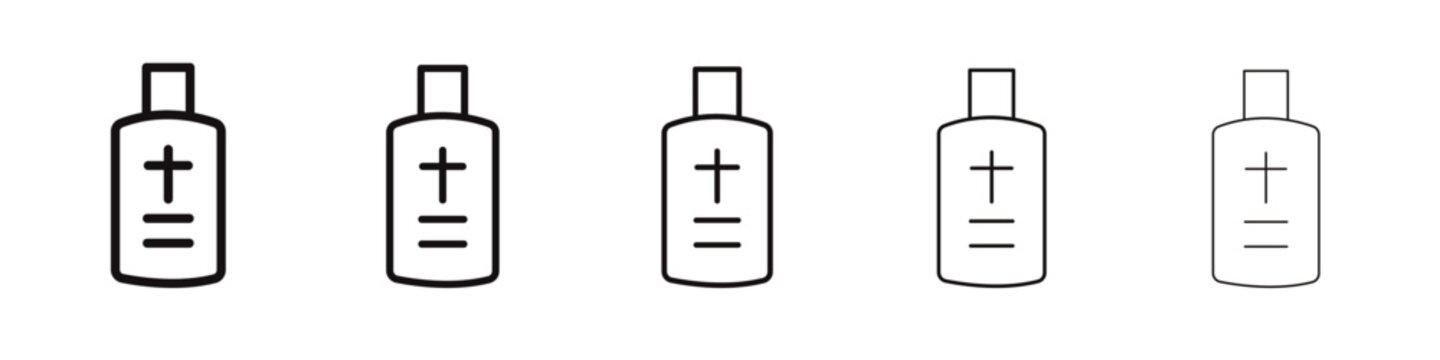 holy water bottle icon black and white vector sign