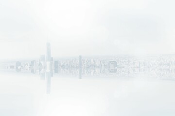 Fototapeta premium White room with large window overlooking city