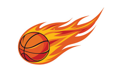 Flaming basketball graphic design element
