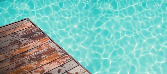High angle view of pier by swimming pool