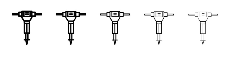 Naklejka premium jack hammer icon black and white vector sign