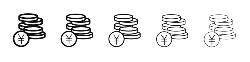 Japanese yen currency icon black and white vector sign