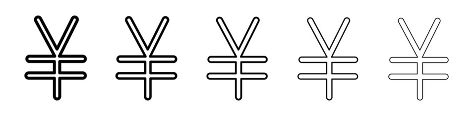 Japanese yen currency icon black and white vector sign