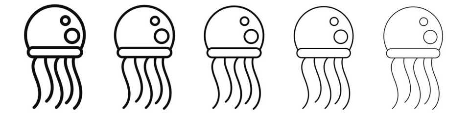 Jellyfish icon black and white vector sign
