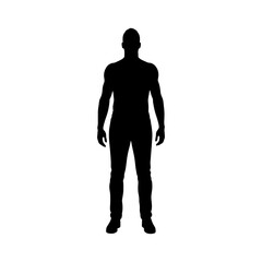 Young man silhouette isolated vector flat illustration design.