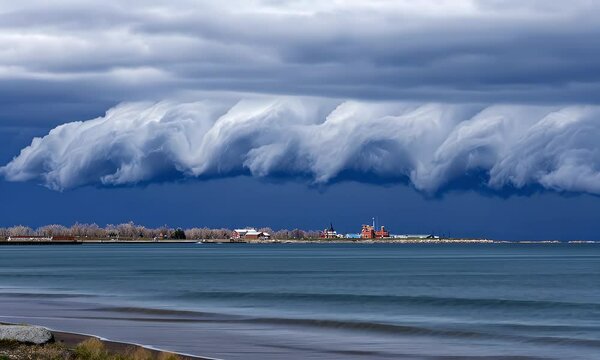 Dramatic Undulatus Asperatus Cloud Formation Over Calm Waters