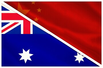Close-up of Chinese and Australian flags