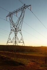 The evening electricity pylon silhouette
