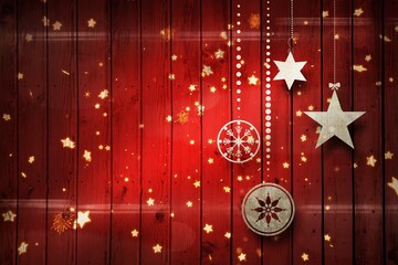 Obraz premium Christmas decorations over wood
