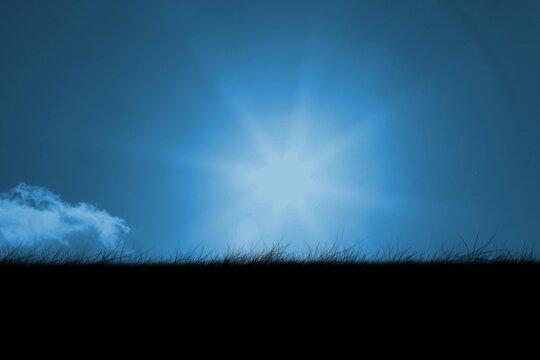 Fototapeta Digitally generated Blue sky over grass