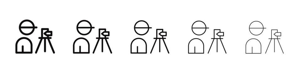 land surveyor icon black and white vector sign