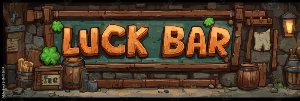 Aufkleber Creative Concept Art of Animated Luck Bar Loading Indicator Featuring Vibrant Colors and a Whimsical Design Set in a Charming, Rustic Environment