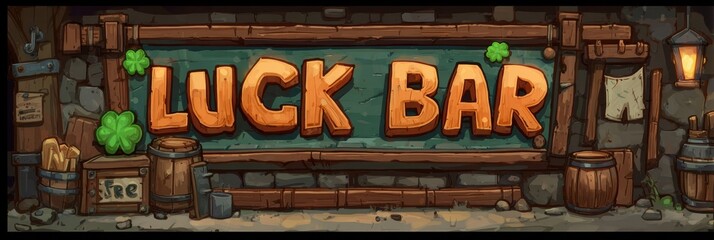 Creative Concept Art of Animated Luck Bar Loading Indicator Featuring Vibrant Colors and a Whimsical Design Set in a Charming, Rustic Environment