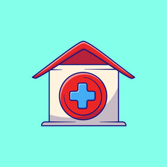 Cartoon Hospital Building Vector – Cute Medical Clinic Icon
