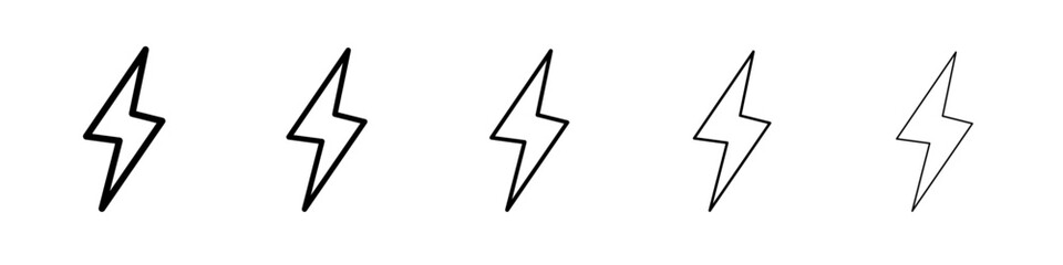 lightning bolt icon black and white vector sign