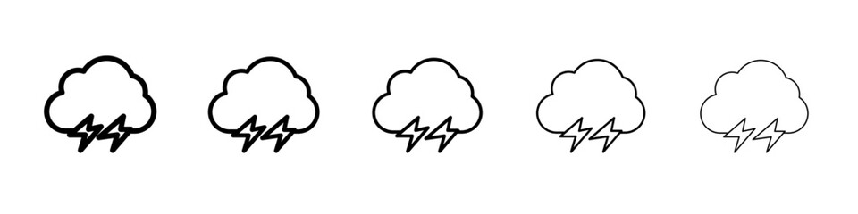 Lightning icon black and white vector sign