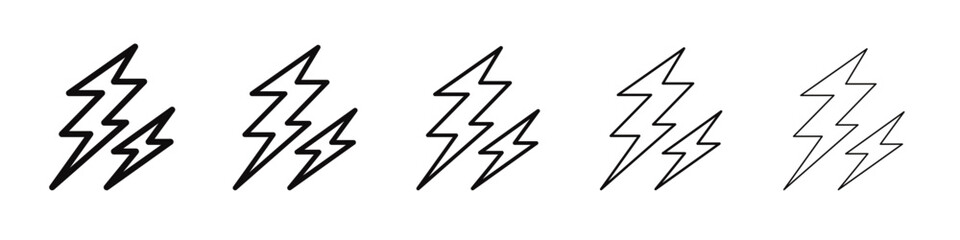Lightning icon black and white vector sign