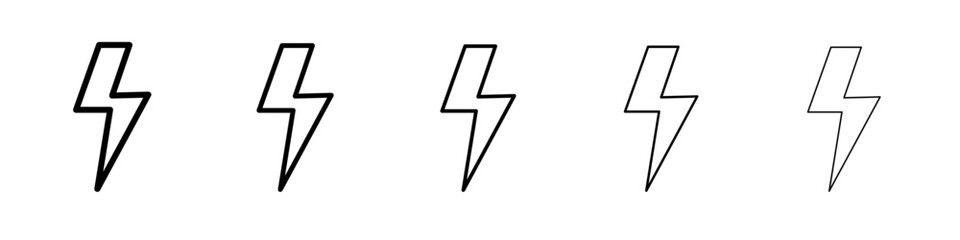 Lightning icon black and white vector sign