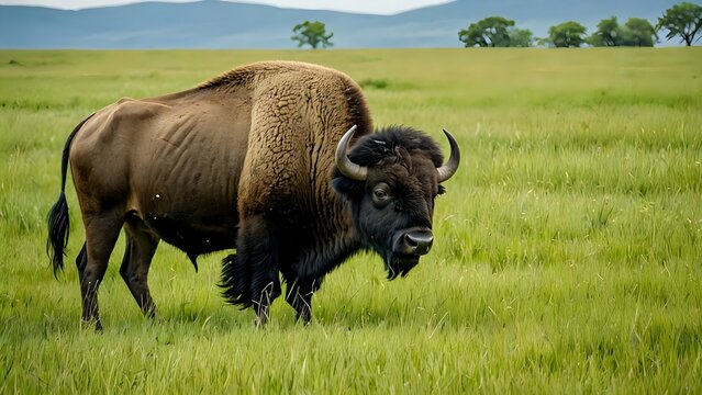 buffalo in the grass - Powered by Adobe