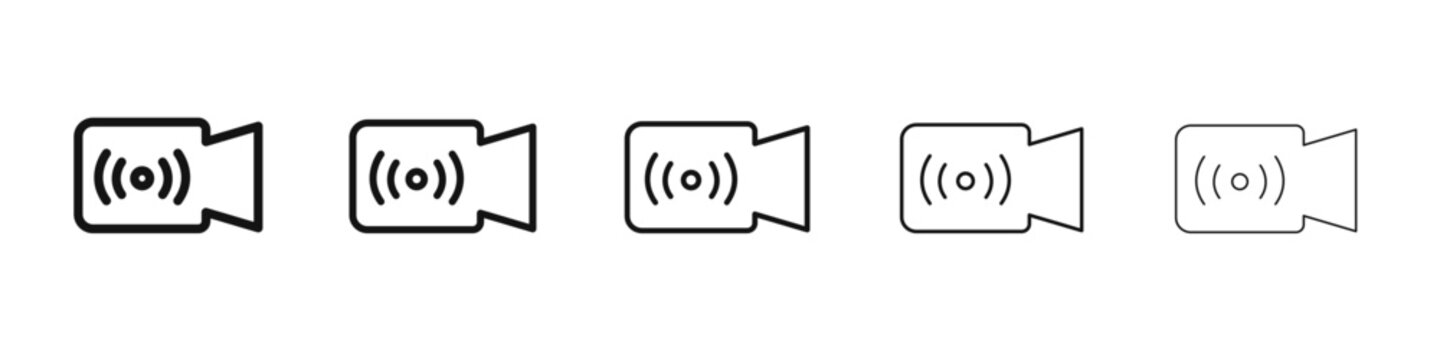 Live streaming icon black and white vector sign