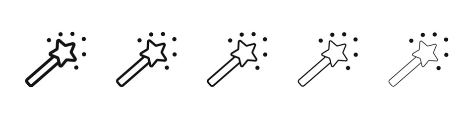 Magic wand icon black and white vector sign