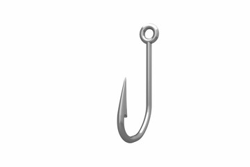 Metal hook over white background