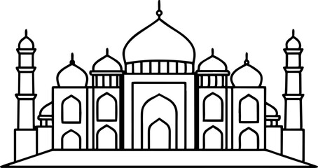 Taj Mahal line art illustration India monument
