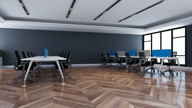 blank wall in office room for company logo mockup