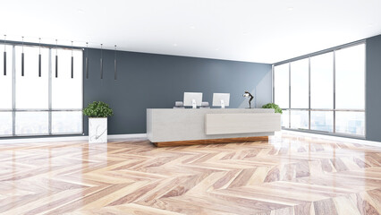 office front desk or receptionist room with wooden design interior