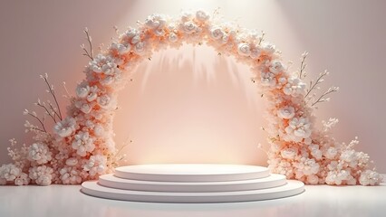 An elegant and fantastical landscape of flowers and arches