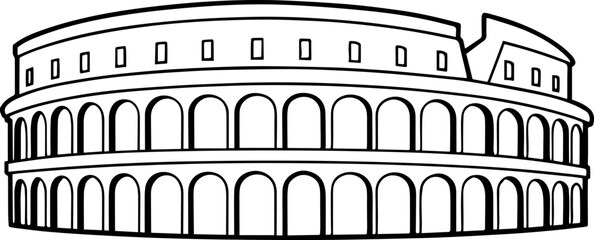 Colosseum Rome outline vector illustrations
