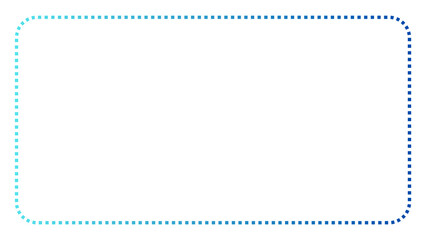 Blue rectangle simple dotted frame with rounded corners isolated on transparent background. Simple and minimalist frame clipart.