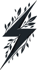 Obraz premium minimalist vector illustration of a black lightning bolt with many natural, organic branches, sharp edges and flowing lines, isolated on white background, monochrome style, high contrast