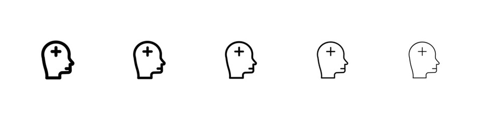 Mental health icon black and white vector sign