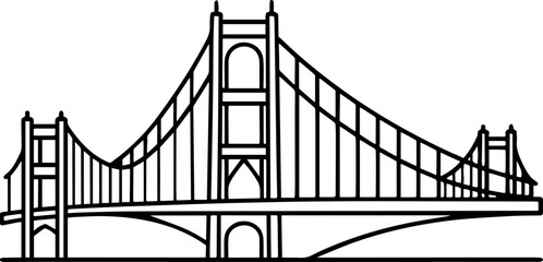 Golden Gate Bridge outline vector illustrations
