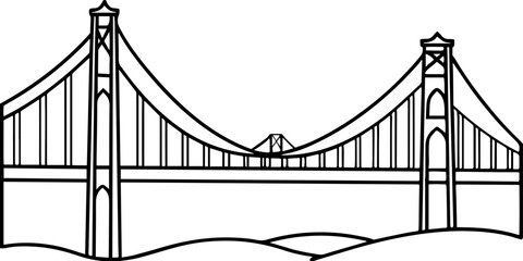 Golden Gate Bridge outline vector illustrations
