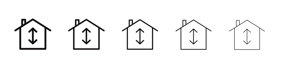 Minimum ceiling heights icon black and white vector sign