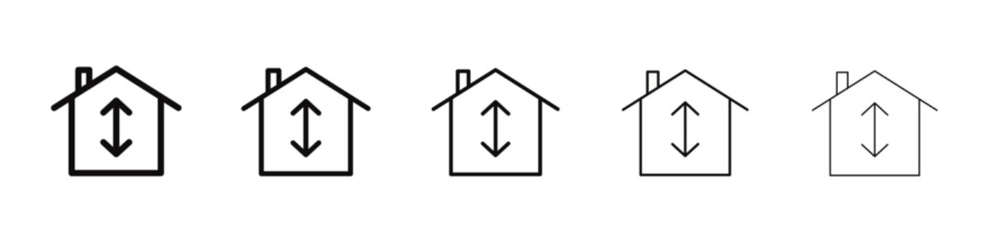 Minimum ceiling heights icon black and white vector sign