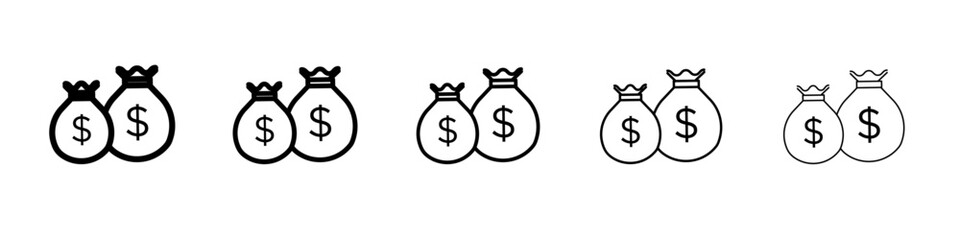 Money bag icon black and white vector sign