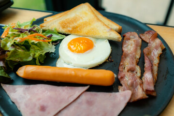 Eggs cooked in a pan