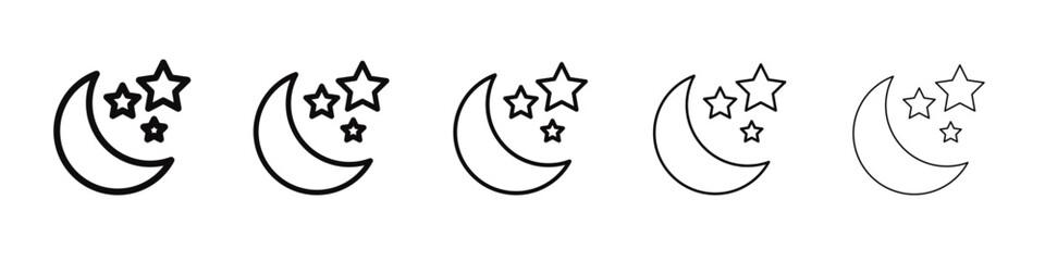 Moon and stars icon black and white vector sign