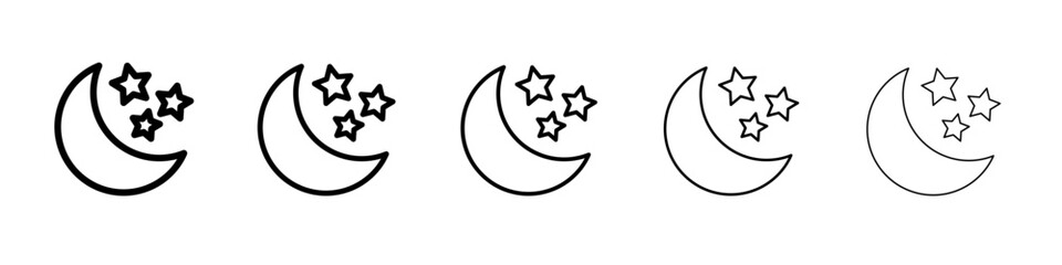 Moon icon black and white vector sign