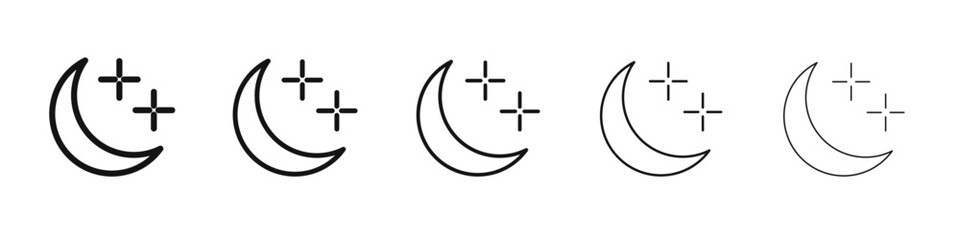 Moon stars icon black and white vector sign