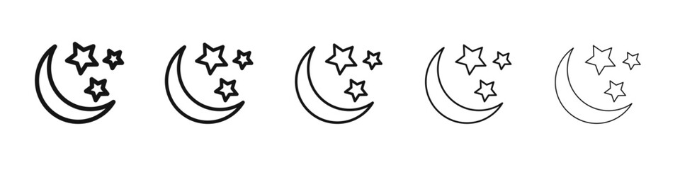Moon stars icon black and white vector sign