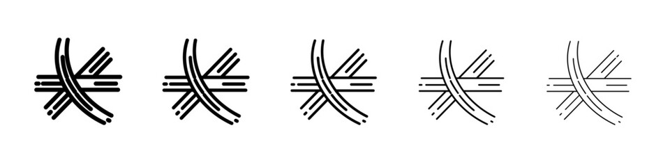 Multi level junction icon black and white vector sign