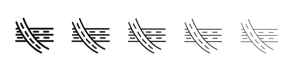 Multi level junction icon black and white vector sign