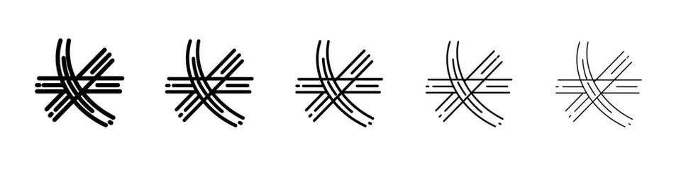 Multi level junction icon black and white vector sign
